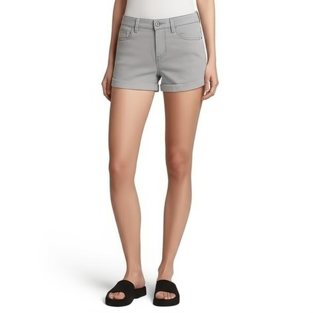DENIZEN Denim Shorts Womens Size W26 Grey High Rise Button Fly Mineral Wash